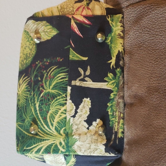 Handmade Jungle/Monkey Tote Purse Black Handles ☆ Canvas ☆ Bottom Studs ☆ - Picture 5 of 7